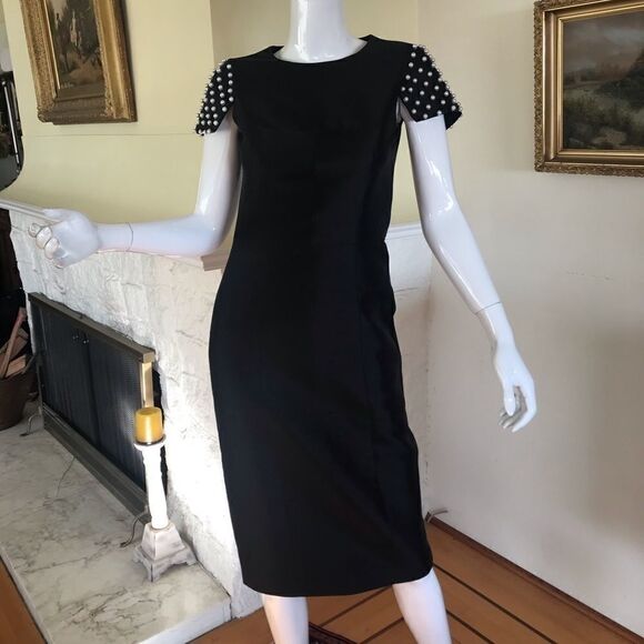 NWT Michael Kors Collection PEARL Silk/ Wool Sheath Cocktail Dress - Picture 3 of 8